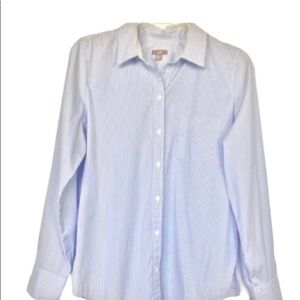 J.Jill Pinstripe Blue Shirt Long Sleeves Size M